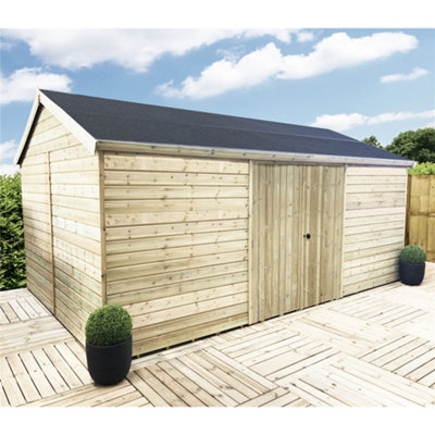 10 x 11 REVERSE WINDOWLESS T&G Apex Wooden Workshop / Garden Shed & Double Doors (10' x 11' / 10ft x 11ft) (10x11) - 3