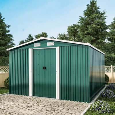 10 X 12 ft Dark Green Metal Garden Shed Outdoor Tool Storage Shed with Double Door