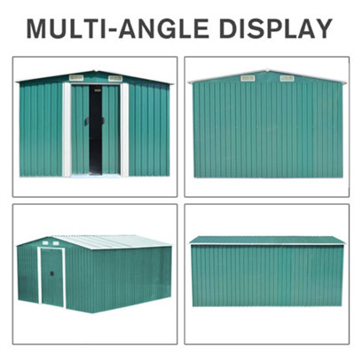 10 X 12 ft Dark Green Metal Garden Shed Outdoor Tool Storage Shed with Double Door