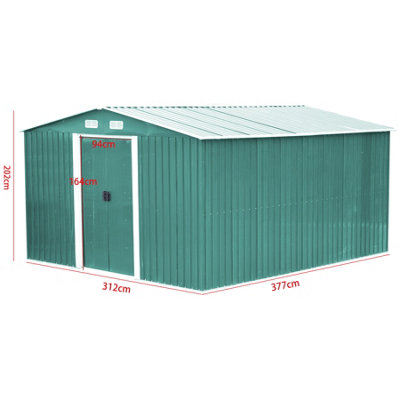 10 X 12 ft Dark Green Metal Garden Shed Outdoor Tool Storage Shed with Double Door