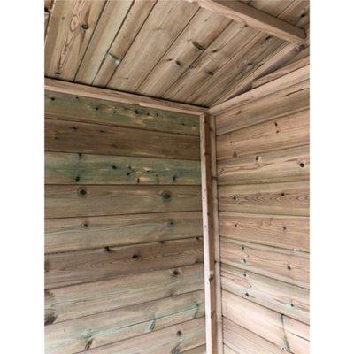 10 x 12 Pressure Treated T&G Apex Wooden Summerhouse + Overhang + Verandah + Lock & Key (10' x 12') / (10ft x 12ft) (10x12)
