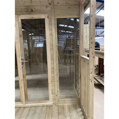 10 x 12 Pressure Treated T&G Apex Wooden Summerhouse + Overhang + Verandah + Lock & Key (10' x 12') / (10ft x 12ft) (10x12) - 7