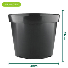 10 x 12L Round Black Plant Pots For Growing Garden Plant & Herb Outdoor Growers