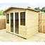 10 x 14 Pressure Treated T&G Apex Wooden Summerhouse + Overhang + Verandah + Lock & Key (10' x 14') / (10ft x 14ft) (10x14)