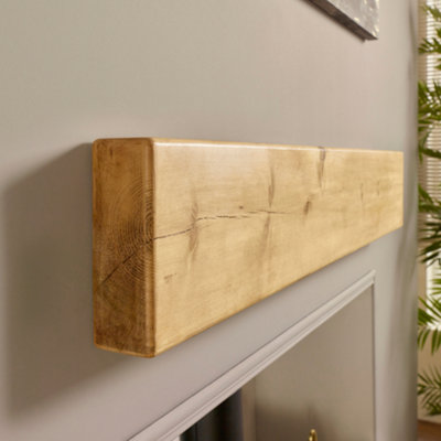 10 x 15 Fireplace Mantel Beam - Lightweight Beam - Can be used on Plasterboard Walls - 110cm (L)