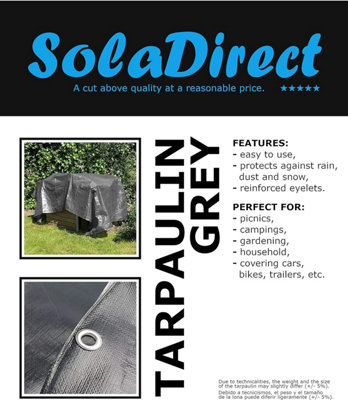 10 x 15 m Tarpaulin Cover - Grey 200GSM - Waterproof