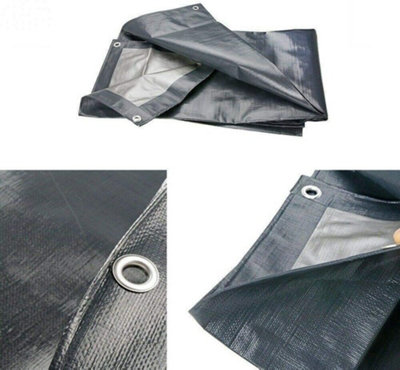 10 x 15 m Tarpaulin Cover - Grey 200GSM - Waterproof - 3