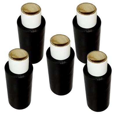 10 x 150mm Black Strong Plastic Cling Film Protective Pallet Shrink Wrap Rolls