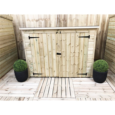 10 x 2 Pressure Treated T&G Wooden Garden Bike Store + Double Doors (10' x 2' / 10ft x 2ft) (10x2)