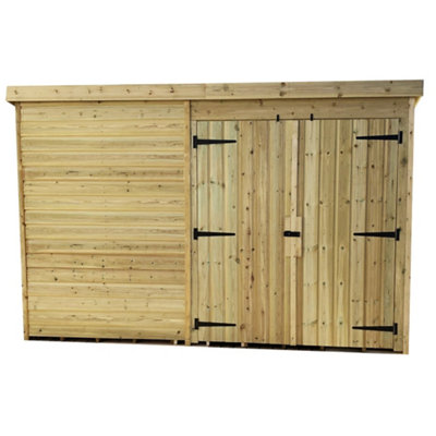 10 x 3 WINDOWLESS Garden Shed Pressure Treated T&G PENT Wooden Garden Shed + Double Doors (10' x 3' / 10ft x 3ft) (10x3)