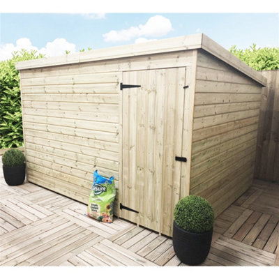 10 x 3 WINDOWLESS Garden Shed Pressure Treated T&G PENT Wooden Garden Shed + Single Door (10' x 3' / 10ft x 3ft) (10x3)