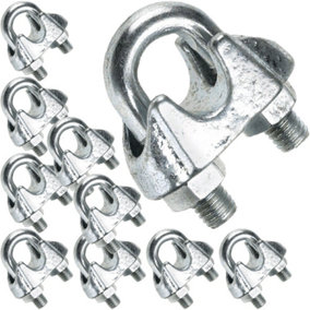 10 x 3mm Galvanised Steel Grip Clamp Clips Wire Rope Lashing Cable U Bolt Nut