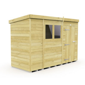 10 x 4 Feet Pent Security Shed - Double Door - Wood - L118 x W302 x H201 cm