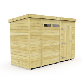 10 x 4 Feet Pent Security Shed - Single Door - Wood - L118 x W302 x H201 cm