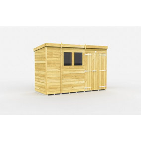 10 x 4 Feet Pent Shed - Double Door With Windows - Wood - L118 x W302 x H201 cm