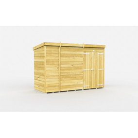 10 x 4 Feet Pent Shed - Double Door Without Windows - Wood - L118 x W302 x H201 cm