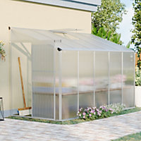 10 x 4 ft  Lean To Polycarbonate Greenhouse with Sliding Door and Window