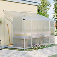 10 x 4 ft Lean To Polycarbonate Greenhouse with Window Opening and Base