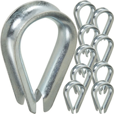 10 x 4mm Galvanised Steel Thimbles Wire Rope Lashing Cable Hook & Loop Clamp