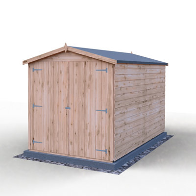10 x 6 Feet Overlap Dip Treated Apex Shed Double Door No windows