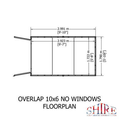 10 x 6 Feet Overlap Dip Treated Apex Shed Double Door No windows - 8