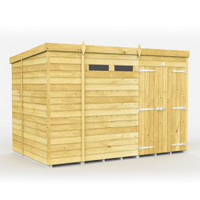10 x 6 Feet Pent Security Shed - Double Door - Wood - L178 x W302 x H201 cm