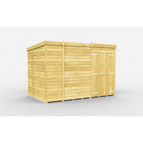 10 x 6 Feet Pent Shed - Double Door Without Windows - Wood - L178 x W302 x H201 cm