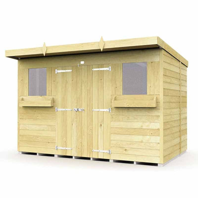 10 x 6 Feet Pent Summer Shed - Wood - L178 x W302 x H201 cm