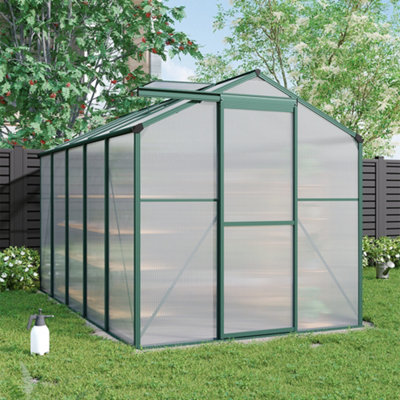 10 x 6 ft Outdoor Garden Polycarbonate Walk In Greenhouse with Sliding Door