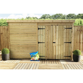 10 x 6 Pressure Treated Tongue And Groove Pent Wooden Garden Shed With Double Doors (10' x 6' / 10ft x 6ft) (10x6)