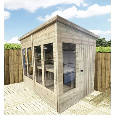 10 x 6 Pressure Treated Wooden T&G Pent Potting Greenhouse + Bench (10' x 6' / 10ft x 6ft) - 3