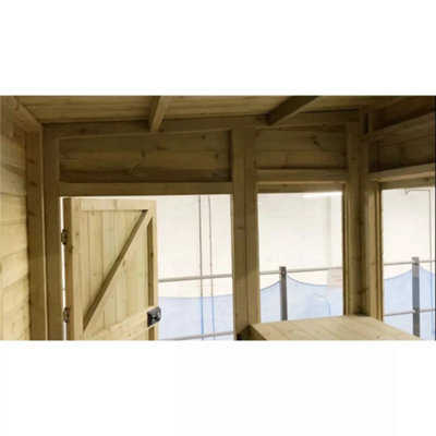 10 x 6 Pressure Treated Wooden T&G Pent Potting Greenhouse + Bench (10' x 6' / 10ft x 6ft) - 4