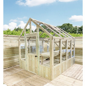 10 x 6 Pressure Treated Wooden Tongue and Groove Greenhouse + Bench + FREE INSTALL (10' x 6' / 10ft x 6ft)