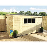 10 x 6 REVERSE Garden Shed Pressure Treated T&G PENT Wooden Garden Shed + 3 Windows + Single Door (10' x 6' / 10ft x 6ft) (10x6)