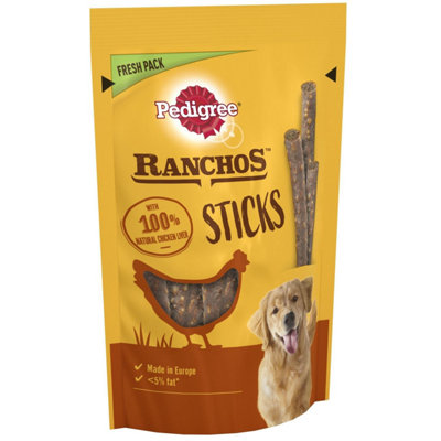 10 x 60g Pedigree Ranchos Sticks Adult Dog Treats Chicken Liver Dog Chews