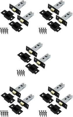 10 x 65mm Matt Black Tubular Latch, Matt Black Finish Premium Mortice Latch