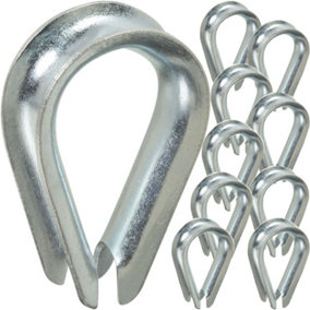 10 x 6mm Galvanised Steel Thimbles Wire Rope Lashing Cable Hook & Loop Clamp