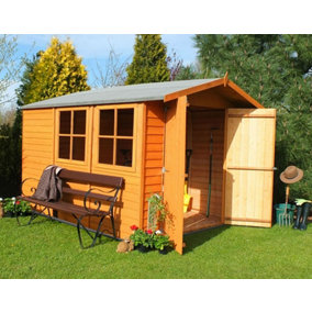10 x 7 Feet Overlap Dip Treated Apex Shed Double Door with Windows