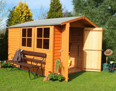 10 x 7 Feet Overlap Double Door Garden Shed - Dip Treated