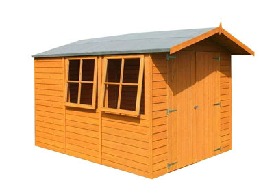 10 x 7 Feet Overlap Double Door Garden Shed - Dip Treated