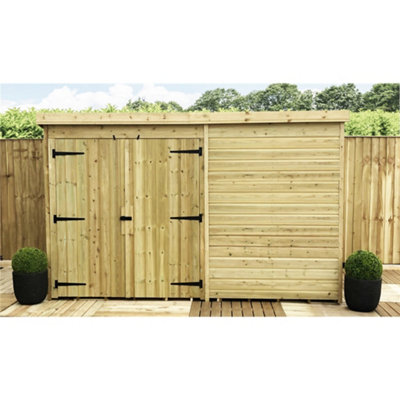 10 x 7 WINDOWLESS Garden Shed Pressure Treated T&G PENT Wooden Garden Shed + Double Doors (10' x 7' / 10ft x 7ft) (10x7)