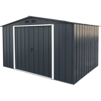 10 x 8 Apex Metal Garden Shed - Anthracite Grey (10ft x 8ft / 10' x 8' / 3.2m x 2.4m)