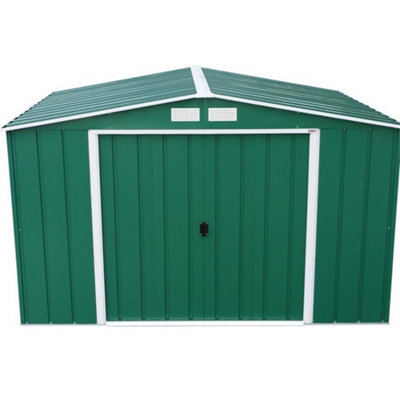 10 x 8 Apex Metal Garden Shed - Green (10ft x 8ft / 10' x 8' / 3.2m x 2.4m)