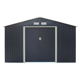 10 x 8 Double Door Metal Apex Shed (Dark Grey)