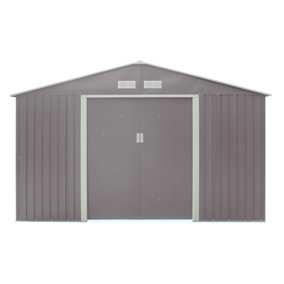 10 x 8 Double Door Metal Apex Shed (Light Grey)