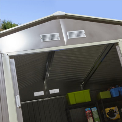 10 x 8 Double Door Metal Apex Shed (Light Grey)