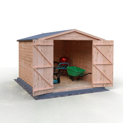 10 x 8 Feet Overlap Dip Treated Apex Shed Double Door No windows - 3