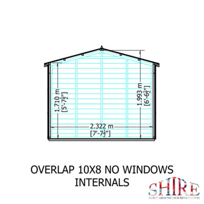 10 x 8 Feet Overlap Dip Treated Apex Shed Double Door No windows - 8