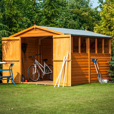 10 x 8 Feet Overlap Double Door Garden Shed - Dip Treated
