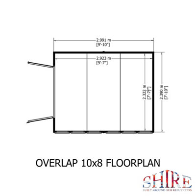 10 x 8 Feet Overlap Double Door Garden Shed - Dip Treated - 6